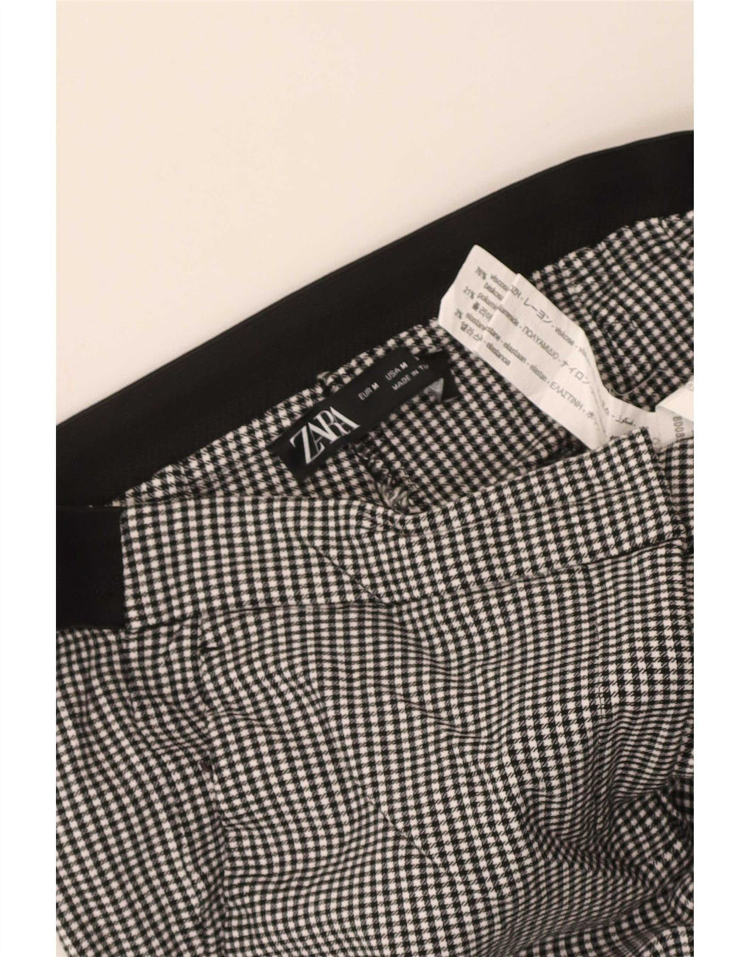 Zara Γυναικείο Slim Cropped Παντελόνι Medium W28 L25 Black Gingham Viscose