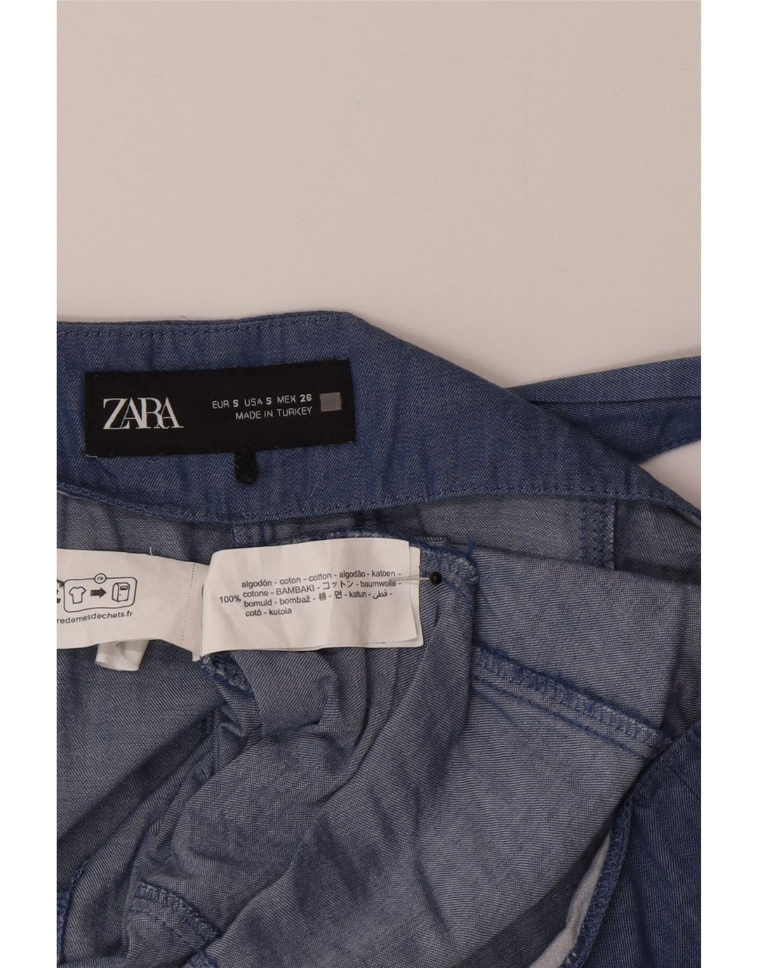Zara Γυναικείο Playsuit UK 10 Small Blue Cotton