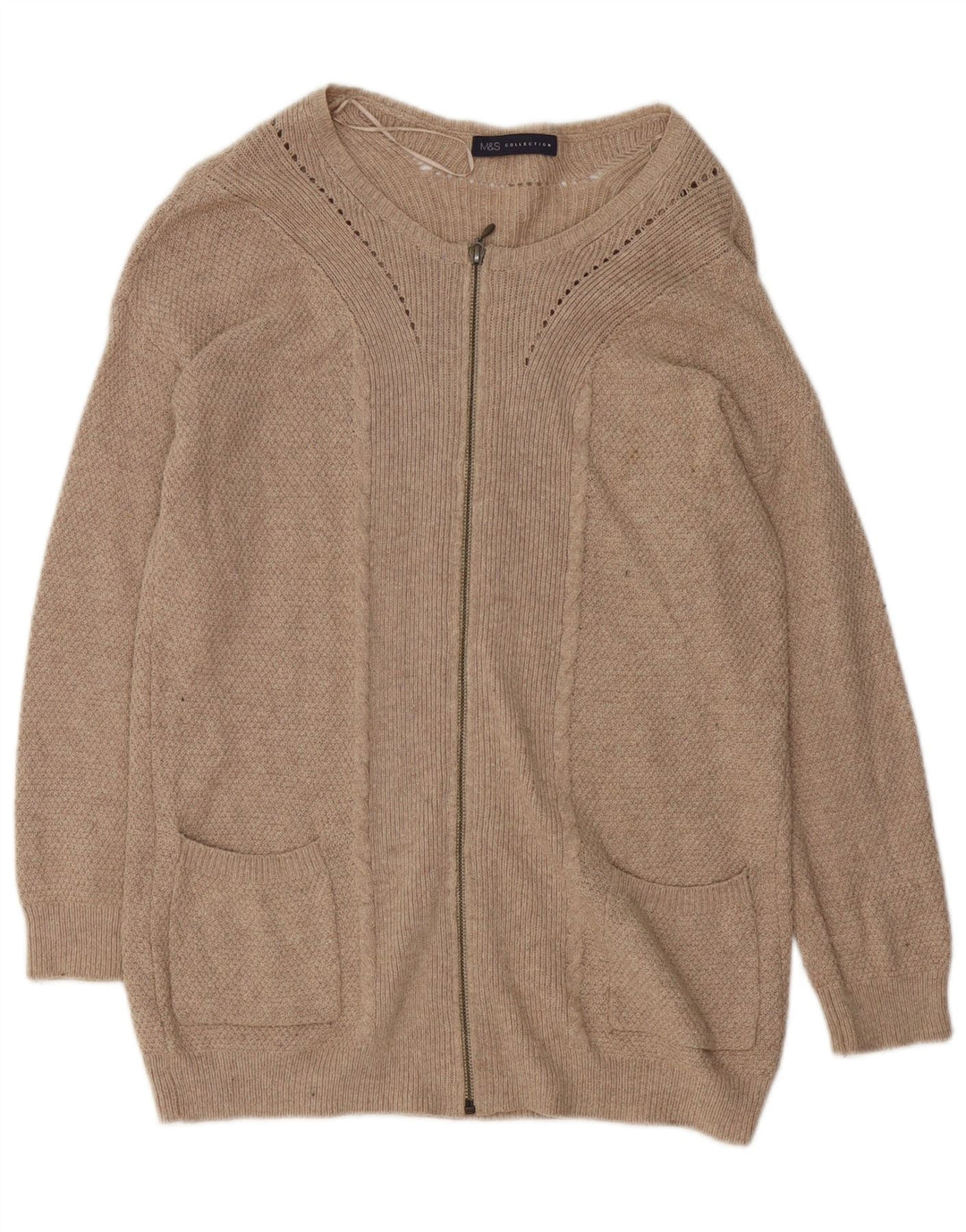 Marks & Spencer Γυναικείο πουλόβερ Longline Cardigan UK 8 Small Beige