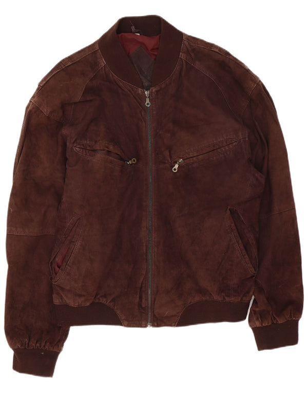 Vintage Ανδρικό Suede Bomber Jacket UK 42 XL Καφέ Δερμάτινο