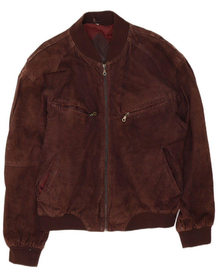 Vintage Ανδρικό Suede Bomber Jacket UK 42 XL Καφέ Δερμάτινο