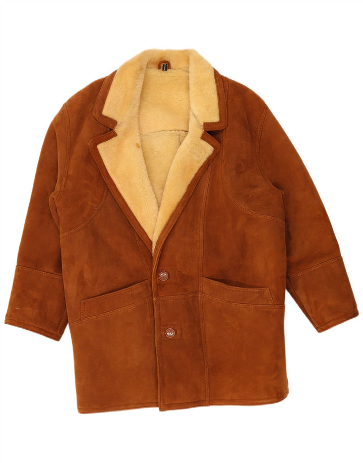 Vintage Ανδρικό Shearling Jacket UK 40 Large Brown Shearling