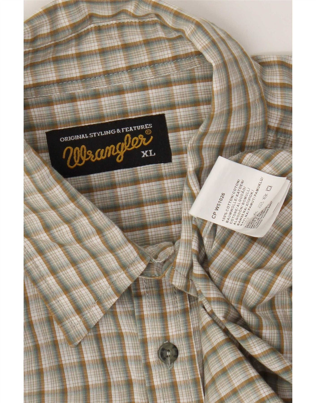 Ανδρικό πουκάμισο Wrangler XL Beige Check Cotton