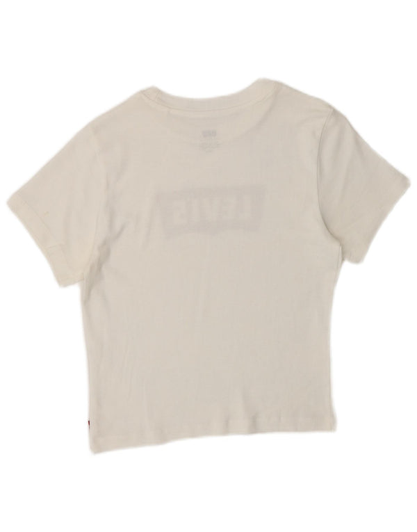 Levi's Crop Graphic T-Shirt Top UK 8 Small White