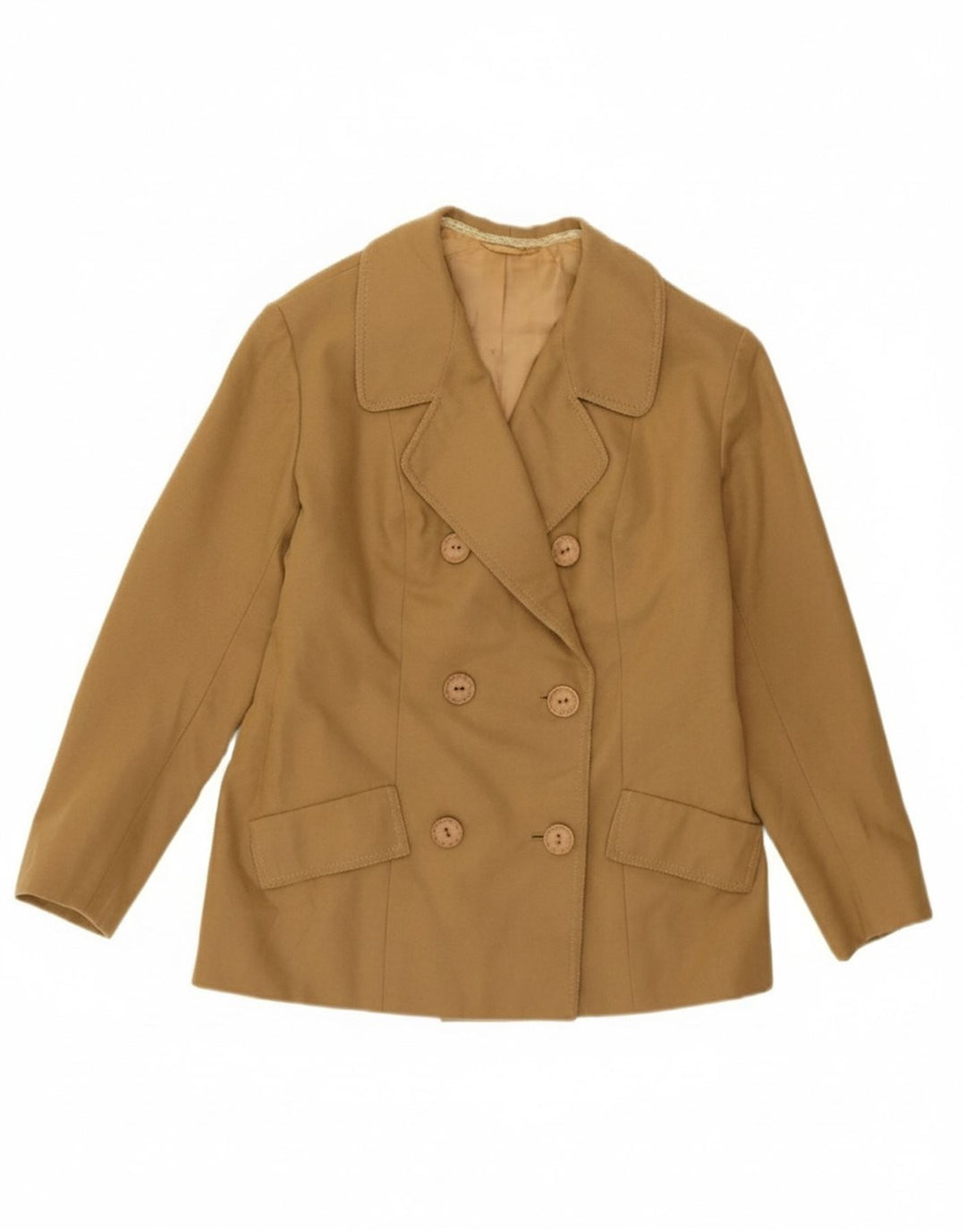 VINTAGE Womens Double Breasted Blazer Jacket UK 14 Medium Brown