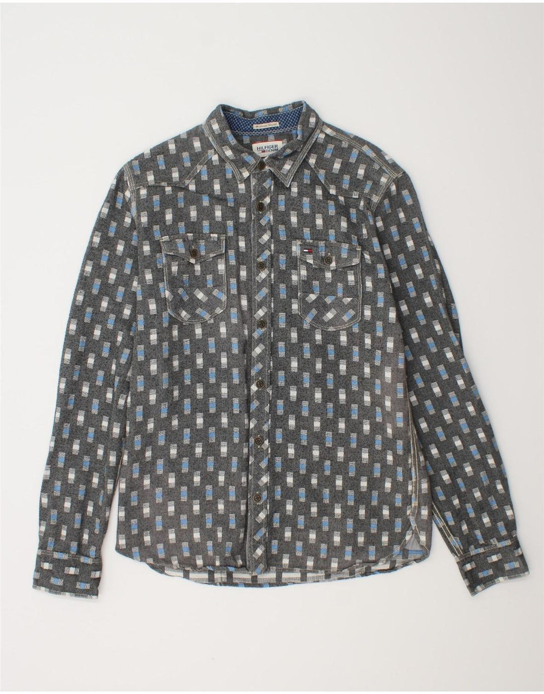 TOMMY HILFIGER Ανδρικό πουκάμισο μεγάλο γκρι γεωμετρικό βαμβακερό