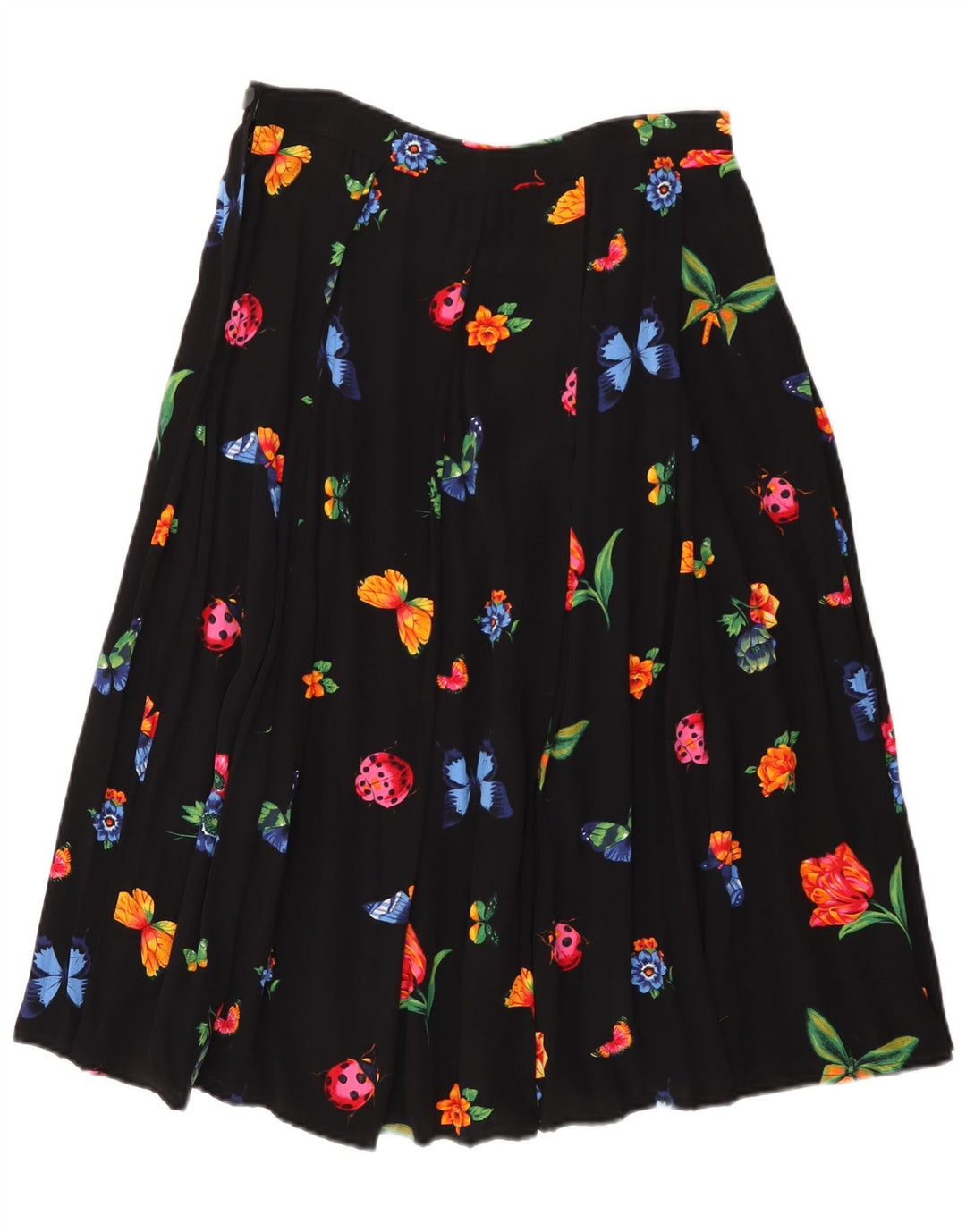 Vintage Γυναικεία Φούστα Α-Line W30 Μεσαίο Μαύρο Floral