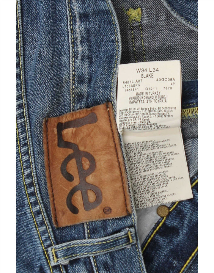 Lee Mens Blake Straight Jeans W34 L30 Blue Cotton