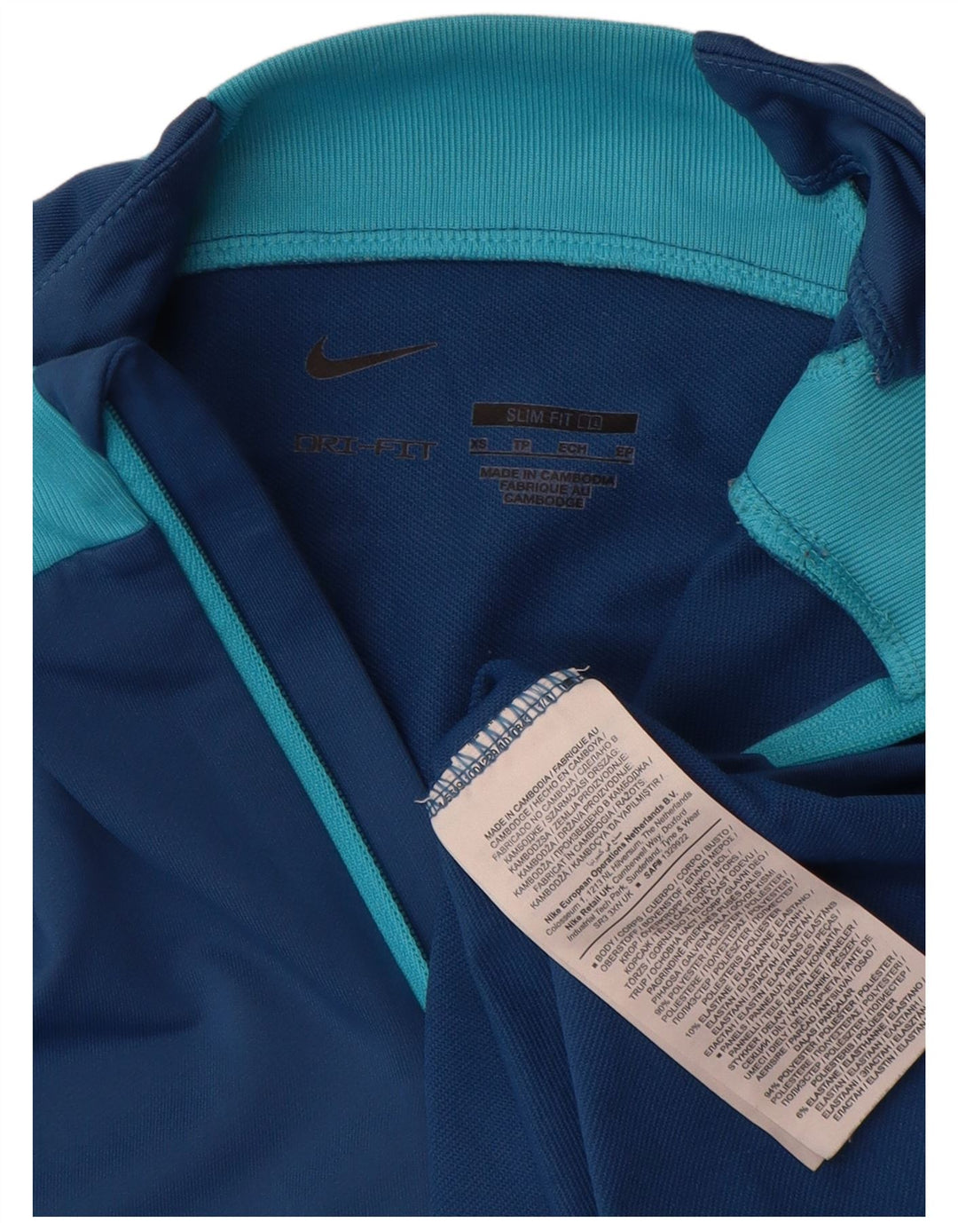 Ανδρική φόρμα Nike Dri Fit με φερμουάρ, λεπτή φόρμα πουλόβερ, τοπ XS μπλε γεωμετρικό
