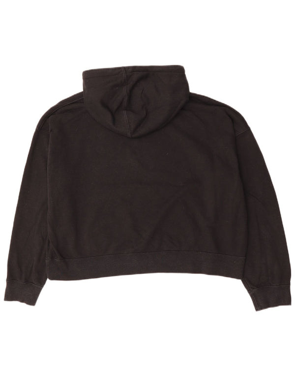 JORDAN Womens Crop Loose Fit Hoodie Jumper UK 18 XL Black Cotton