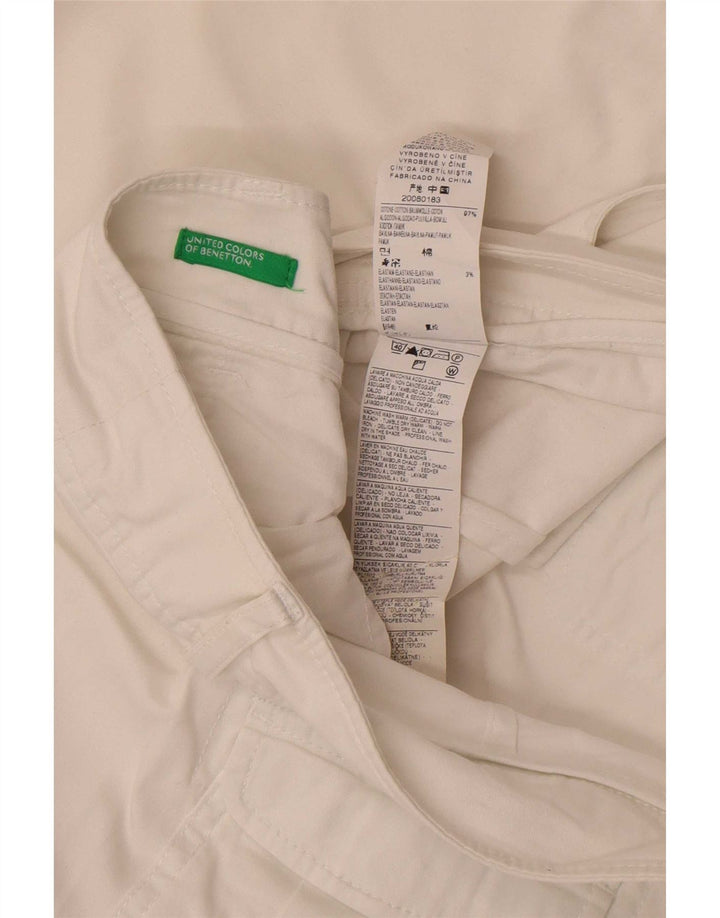 Benetton Γυναικείο Bootcut Casual Παντελόνι IT 44 Medium W32 L32 Λευκό βαμβακερό