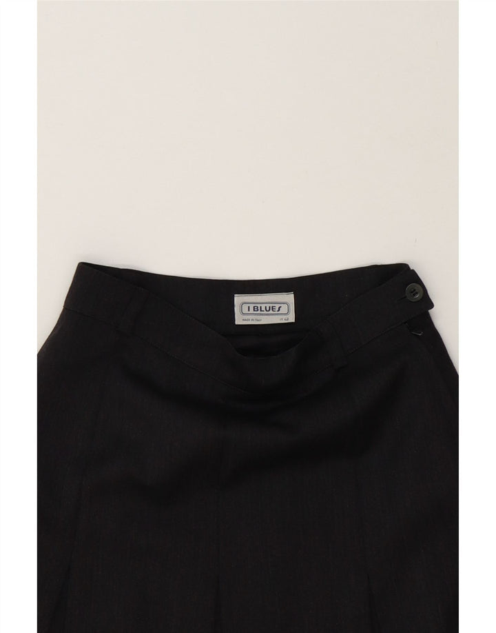 I BLUES Womens Pleated A-Line Skirt IT 42 Medium W26  Grey Acetate Vintage i Blues and Second-Hand i Blues from Messina Hembry 