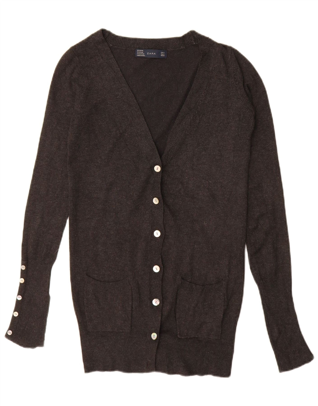 Γυναικείο πουλόβερ ZARA Longline Cardigan UK 10 Small Grey Rayon