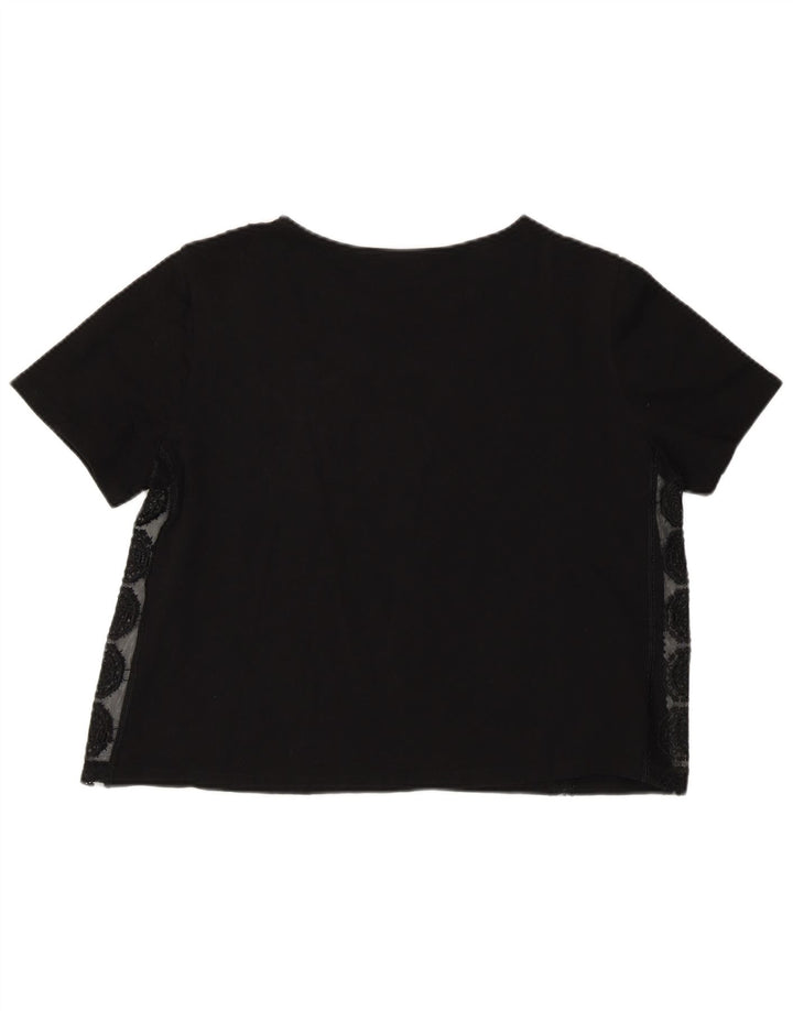 Zara Γυναικείο Crop Top UK 12 Medium Black Geometric