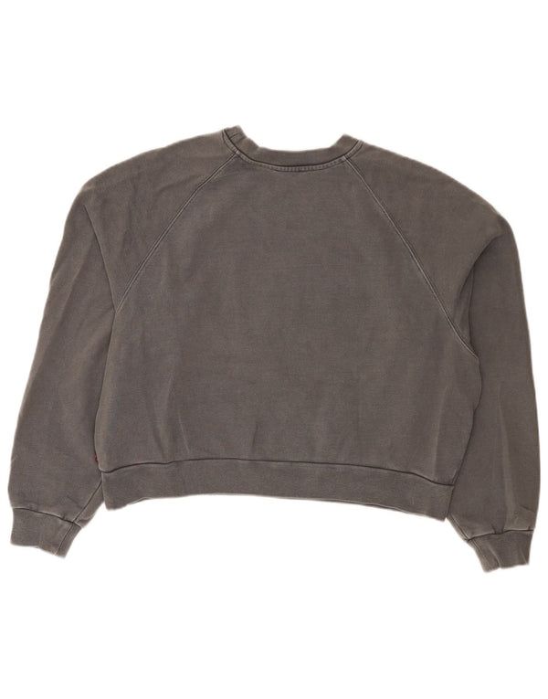 Levi's Womens Crop Graphic Oversized Sweatshirt Jumper UK 14 Medium Grey