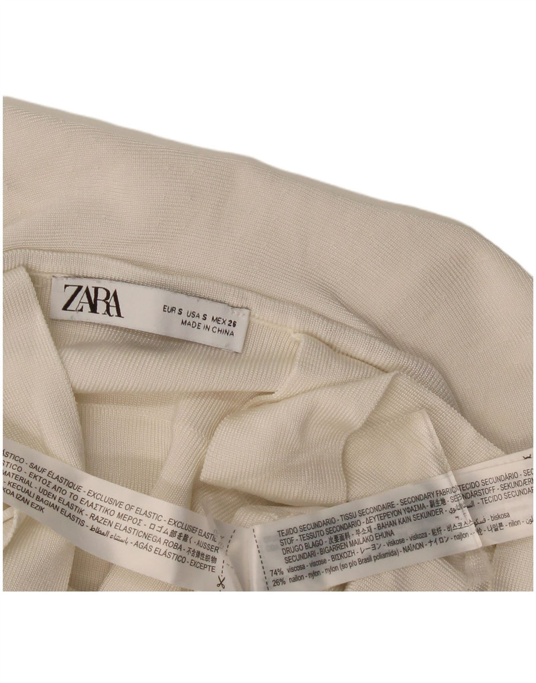 Zara Γυναικείο Crop Ruffle Μπροστινό Cami Top UK 8 Small Off White Viscose