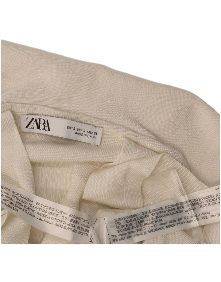 Zara Γυναικείο Crop Ruffle Μπροστινό Cami Top UK 8 Small Off White Viscose