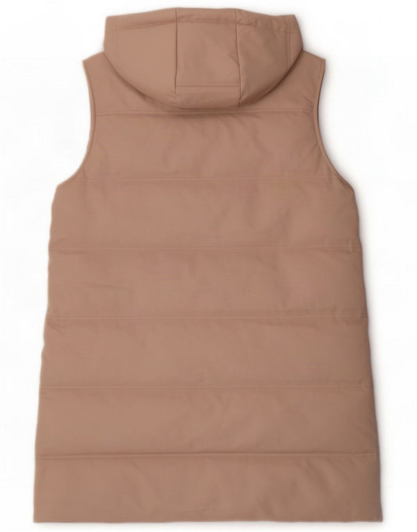 Zara Womens Longline Hooded Oversized Padded Gilet UK 6 XS Beige