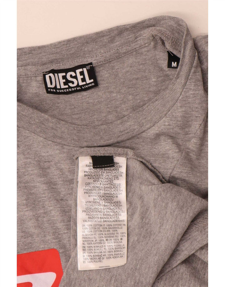 Ανδρικό γραφικό T-Shirt Diesel Top Βαμβακερό μεσαίο γκρι
