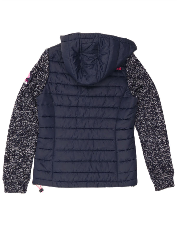 Superdry γυναικείο μπουφάν με κουκούλα UK 8 Small Navy Blue Flecked Polyester
