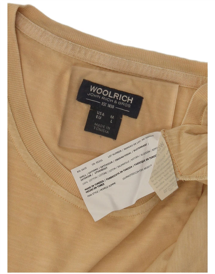 Woolrich Ανδρικό γραφικό T-Shirt Top μεγάλο μπεζ βαμβακερό