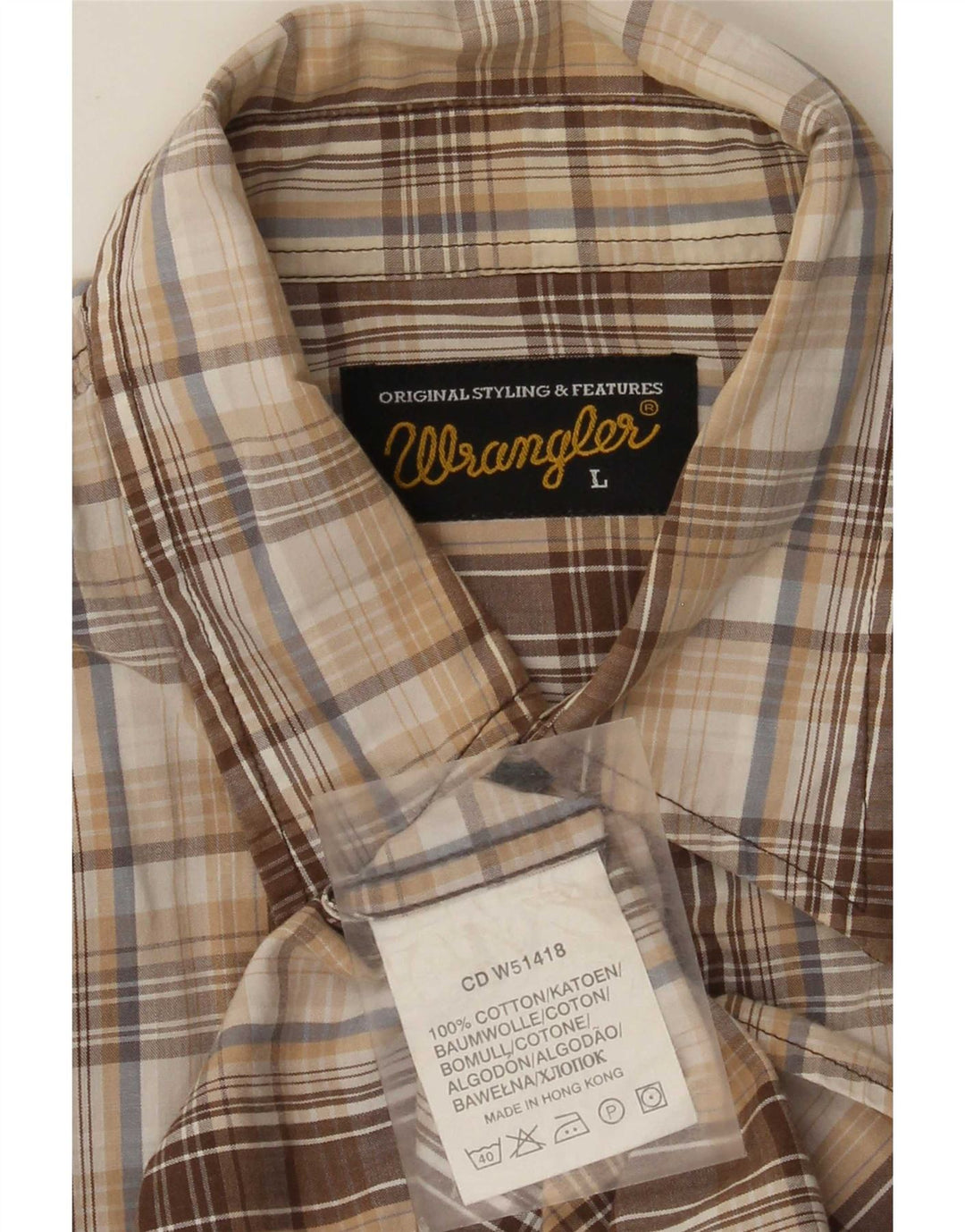 Ανδρικό πουκάμισο Wrangler Large Beige Check Cotton