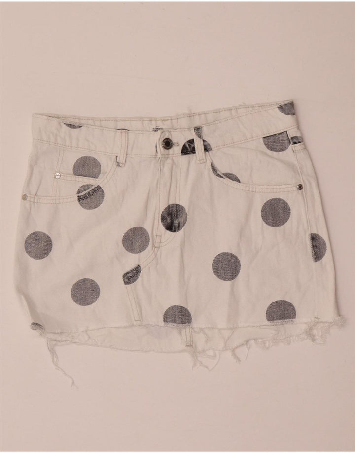 Zara Γυναικεία Μίνι Τζιν φούστα Trafaluc Medium W28 Λευκή πουά