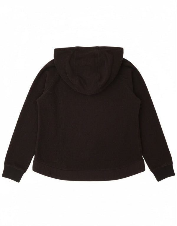 NIKE Girls Graphic Zip Neck Fleece Jumper 13-14 Years XL Black Polyester