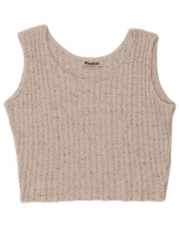 PIMKIE Γυναικείο γιλέκο Crop Tank Top UK 12 Medium Off White Flecked