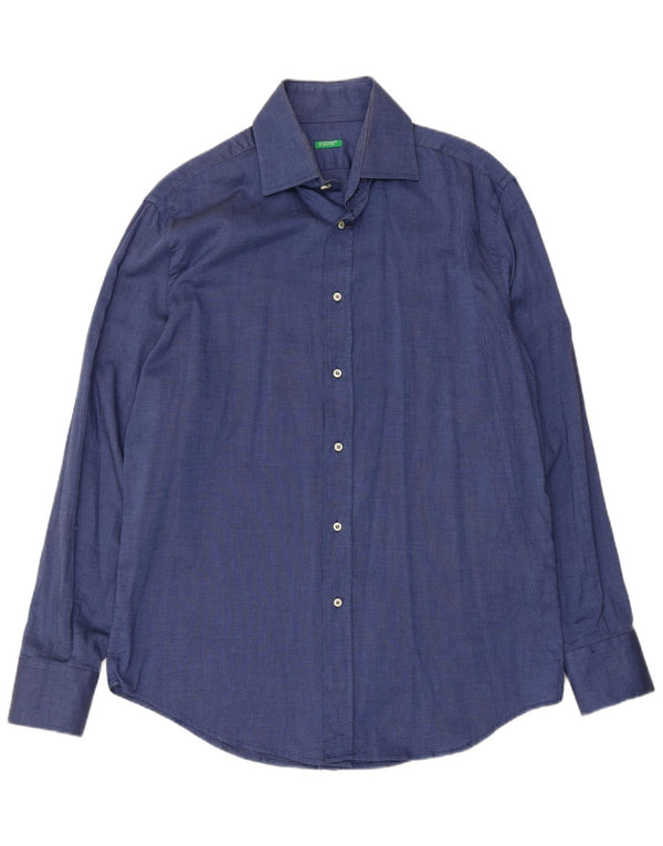 Ανδρικό πουκάμισο Benetton XL Navy Blue Cotton