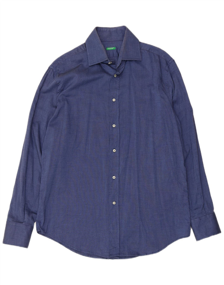 Ανδρικό πουκάμισο Benetton XL Navy Blue Cotton