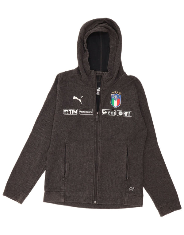 Γυναικείο πουλόβερ Puma Italia με κουκούλα με φερμουάρ UK 12 μεσαίο βαμβακερό γκρι
