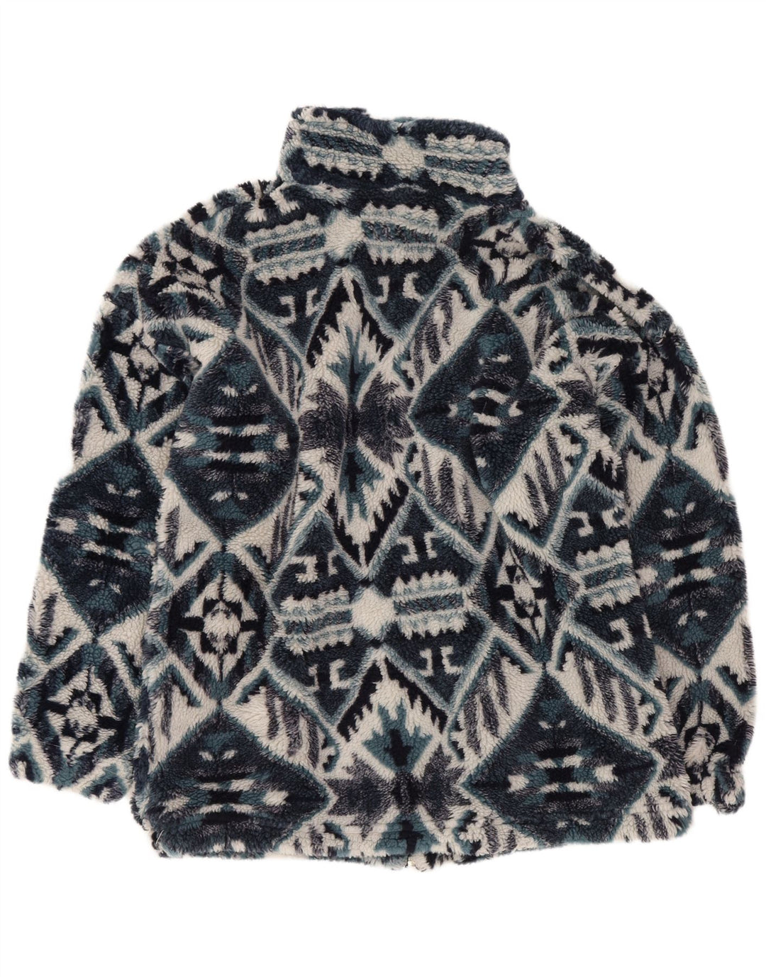 Vintage Ανδρικό Fleece Jacket UK 36 Small Navy Blue Geometric Aztec