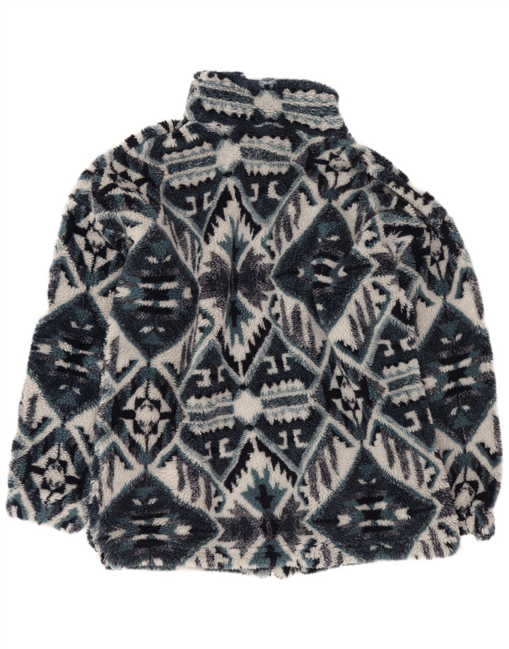 Vintage Ανδρικό Fleece Jacket UK 36 Small Navy Blue Geometric Aztec