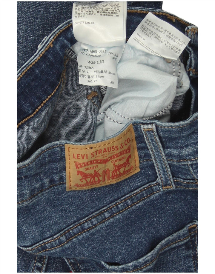 Levi's Womens 721 High Rise Distressed Skinny Jeans W26 L30 Blue Cotton