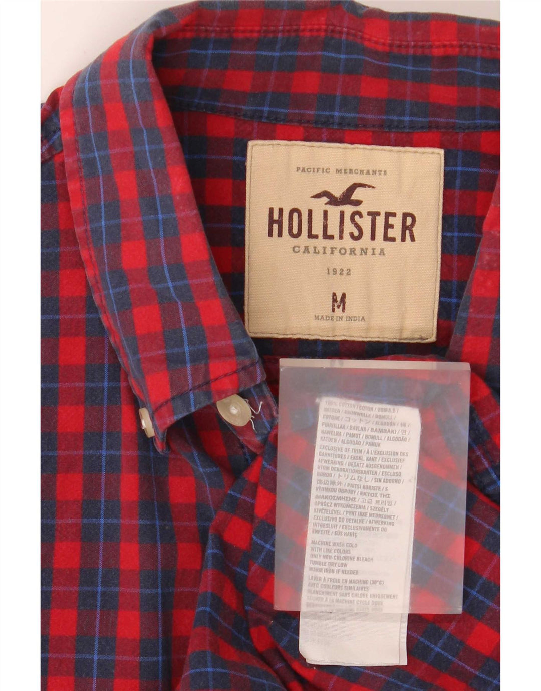 Ανδρικό πουκάμισο Hollister, μεσαίο κόκκινο βαμβακερό