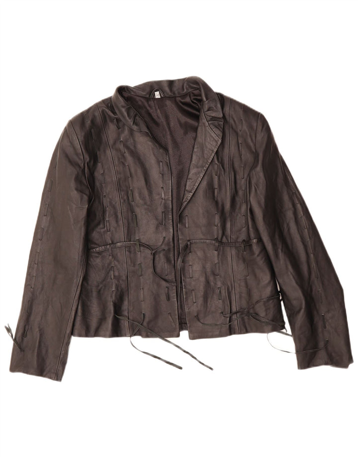 VINTAGE Γυναικείο Δερμάτινο Μπουφάν IT 44 Μεσαίο Μαύρο