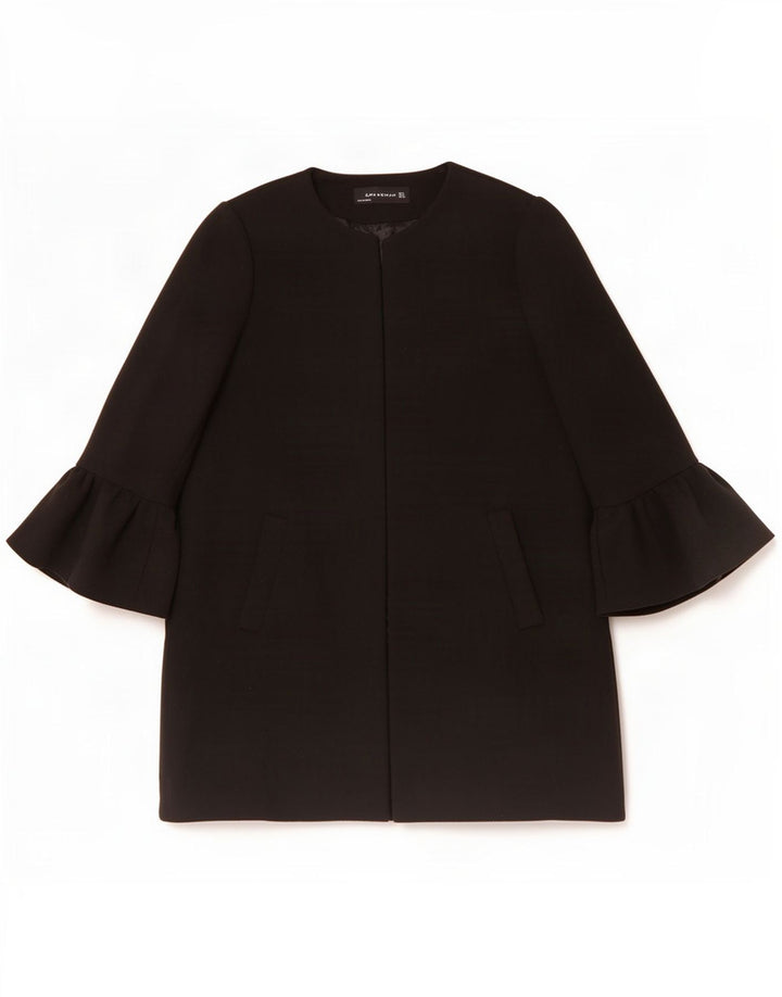 Zara Γυναικείο Ανοιχτό Παλτό UK 16 Large Black Polyester