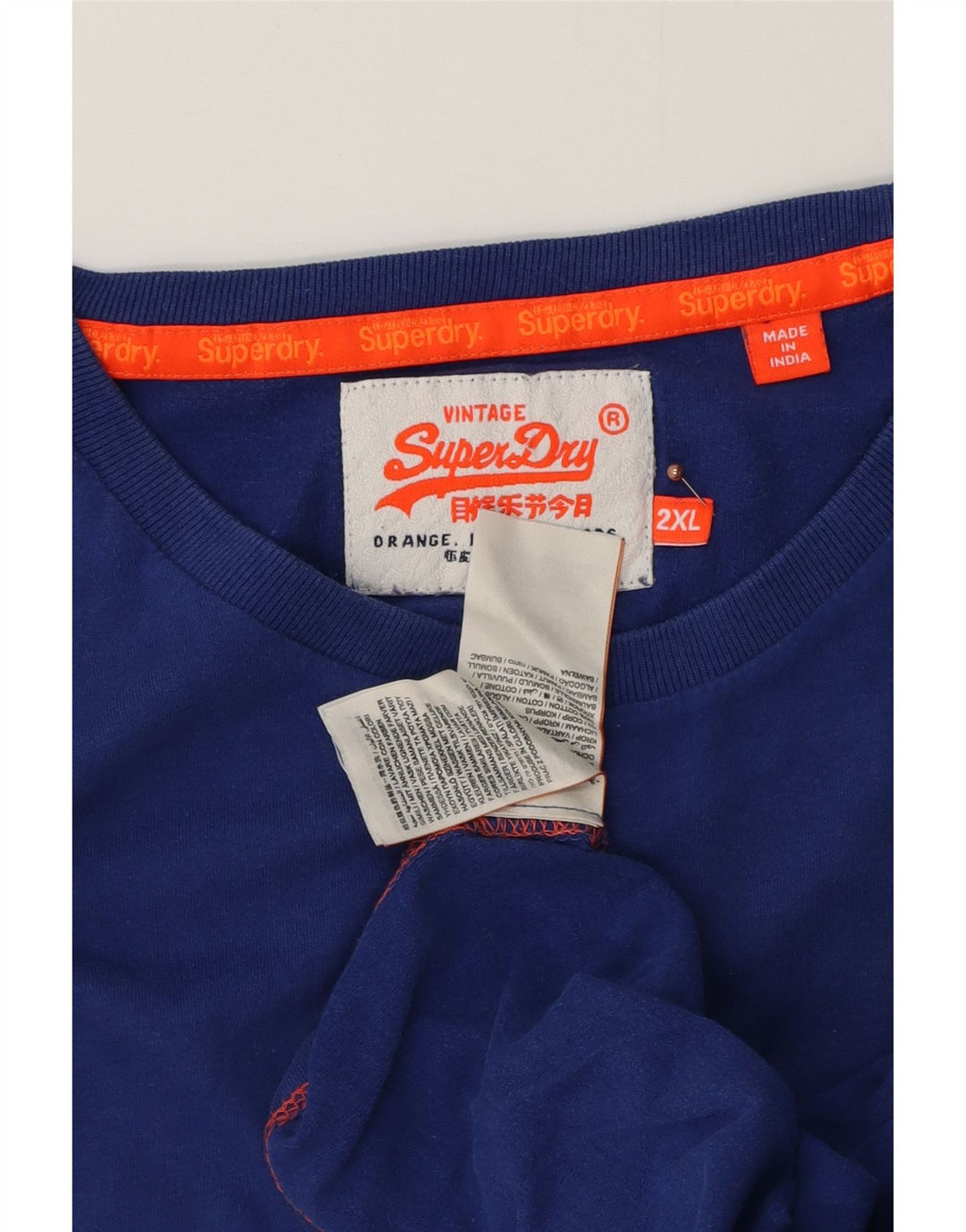 Ανδρικό T-Shirt SUPERDRY Top 2XL Μπλε βαμβακερό
