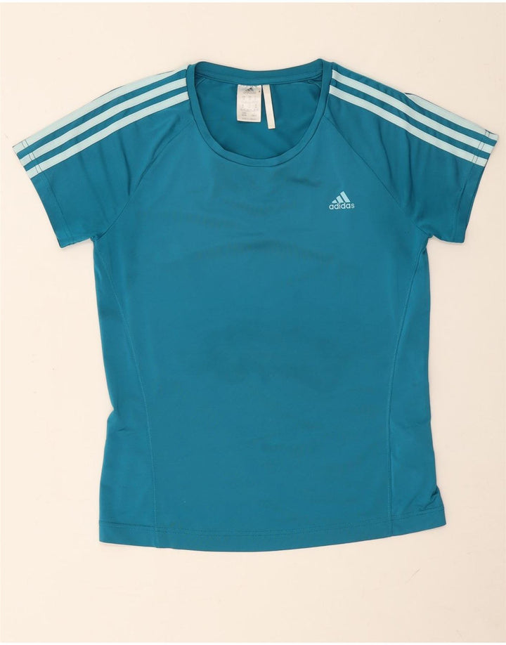 Adidas Γυναικείο T-Shirt Top UK 12/14 Medium Blue Polyester