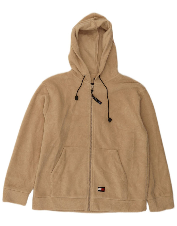Tommy Hilfiger Womens Hooded Fleece Jacket UK 18 XL Beige Polyester