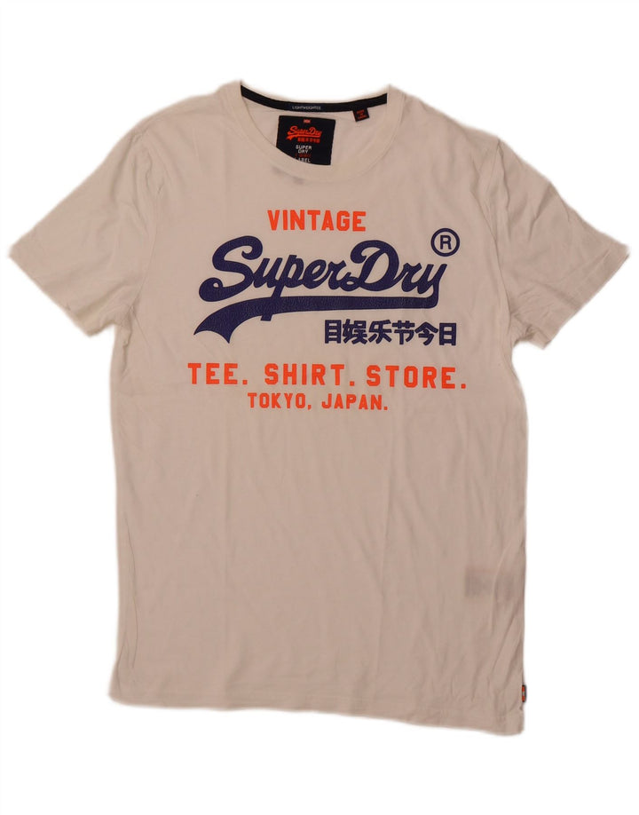 Ανδρικό γραφικό μπλουζάκι SUPERDRY Top μεγάλο λευκό βαμβακερό