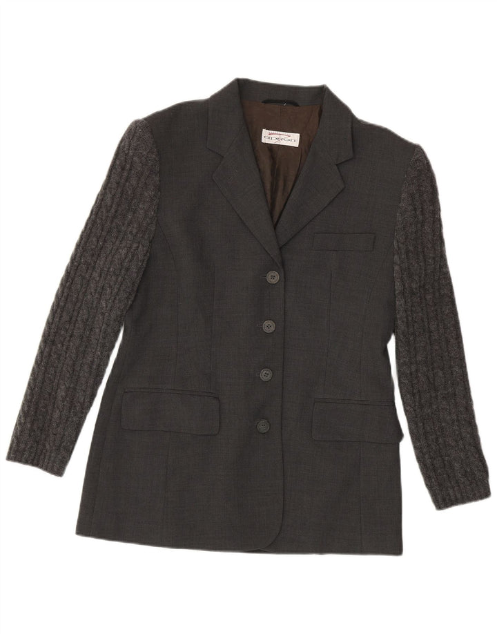 Apriori Γυναικείο μπουφάν blazer UK 12 μεσαίου γκρι πολυεστέρας