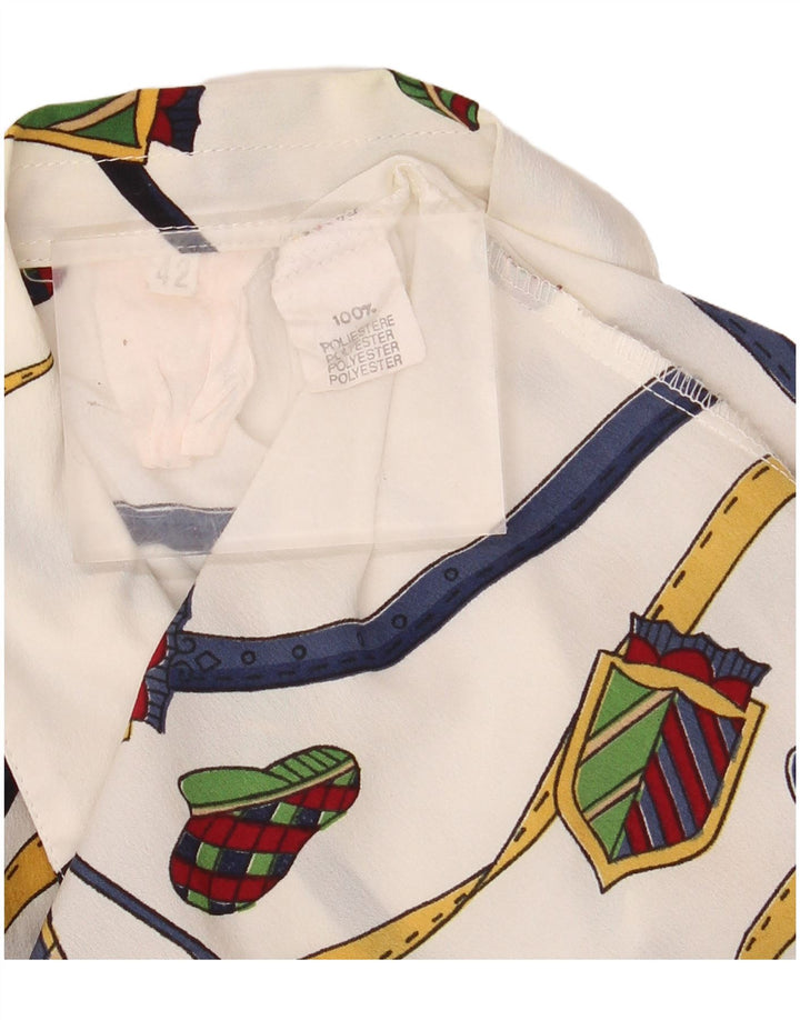 Vintage Γυναικείο Αφηρημένο Μοτίβο See Through Shirt IT 42 Μεσαίο λευκό