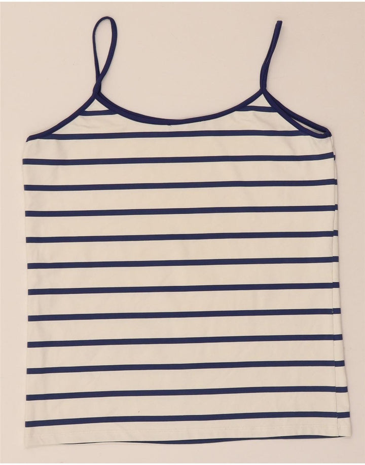 Zara Womens Cami Top UK 14 Large White ριγέ
