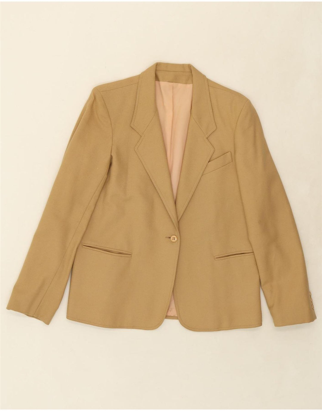 MICHAEL JACOBS Womens 1 Button Blazer Jacket UK 18 XL Beige New Wool Vintage Michael Jacobs and Second-Hand Michael Jacobs from Messina Hembry 