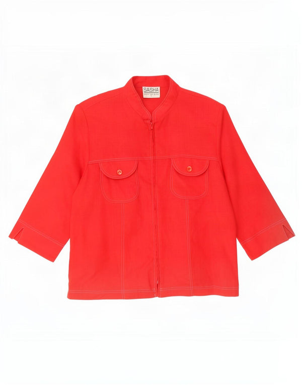 Sasha Γυναικείο πουκάμισο 3/4 Μπλούζα UK 14 Medium Red Len