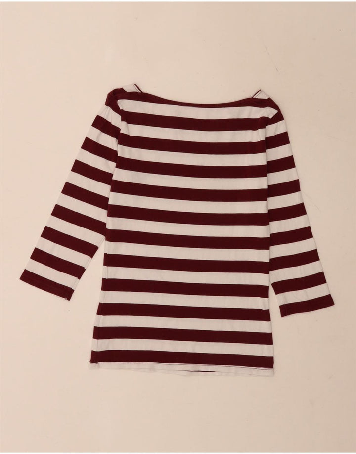 Tommy Hilfiger γυναικείο κανονικό τοπ 3/4 μανίκια UK 8 Μικρό λευκό ριγέ