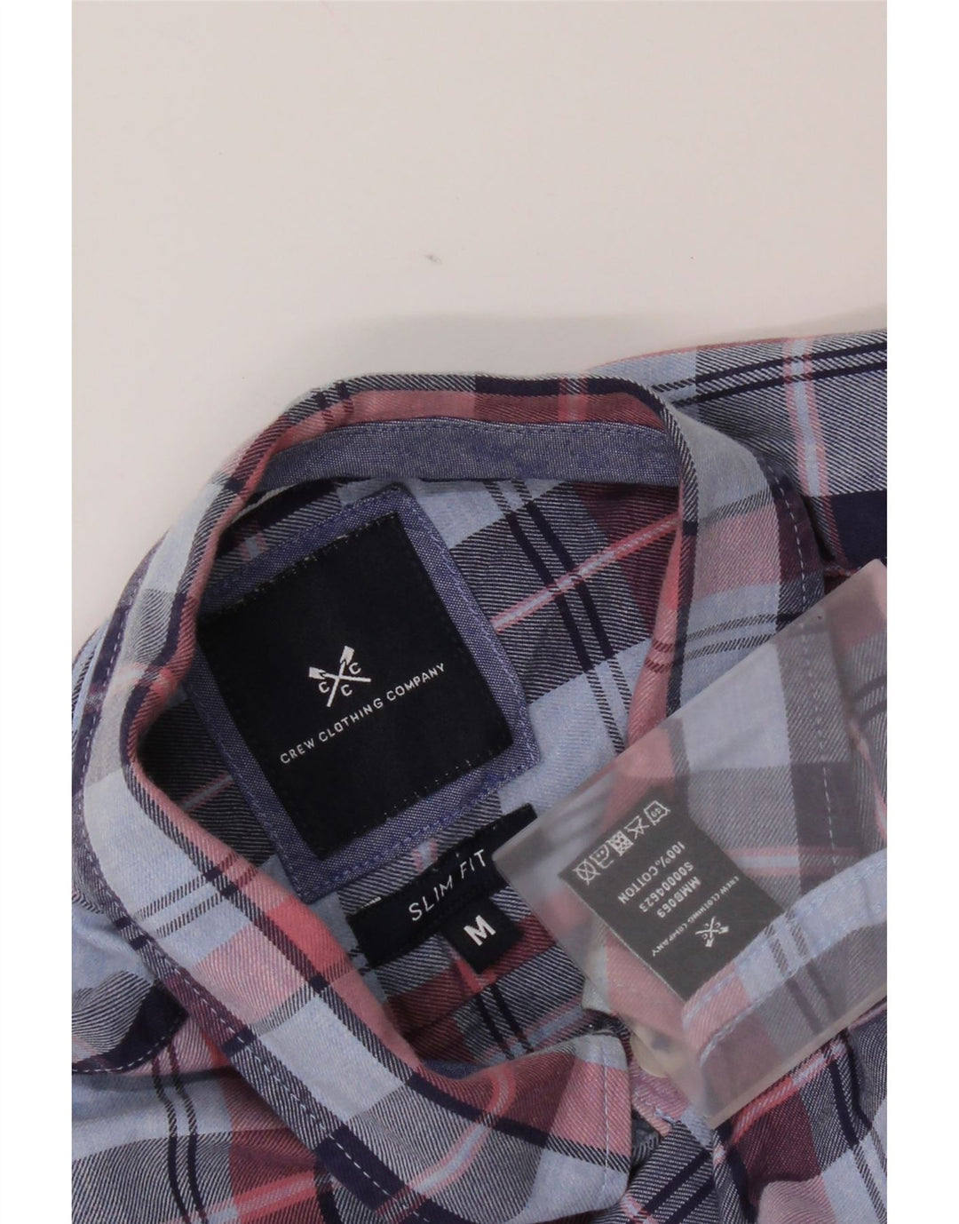 Ανδρικό φανελένιο πουκάμισο Crew Clothing Slim Fit, μεσαίο μπλε βαμβακερό