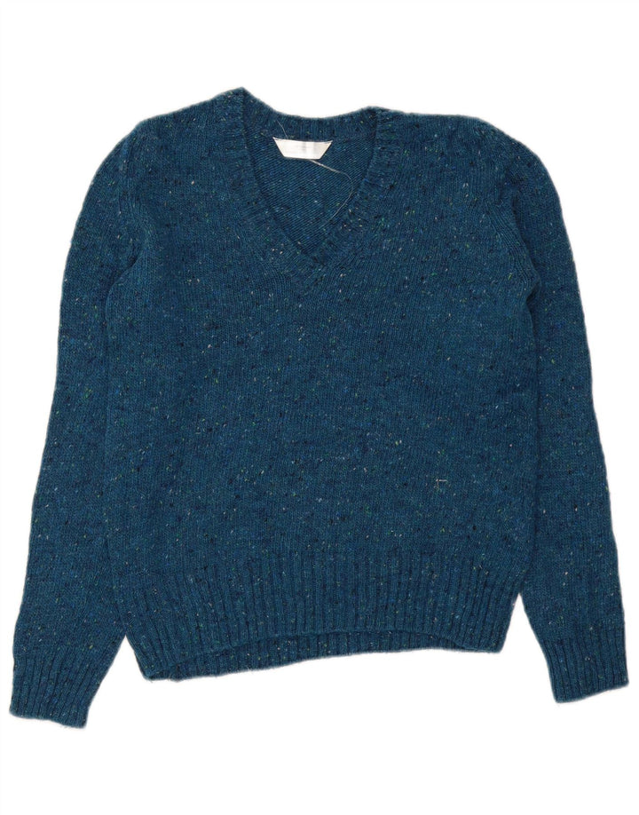 Marks & Spencer Γυναικείο πουλόβερ με λαιμόκοψη σε V UK 10 Small Blue Flecked